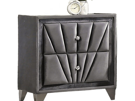 Nightstand, 2 Drawer Upholstered Frame - Gray
