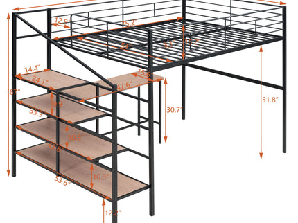 Loft Bed With Desk And Lateral Storage Ladder