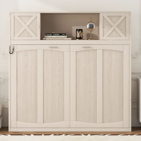 Rustic Casual Murphy Bed With Storage Cabinets