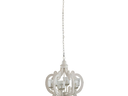 Farmhouse Chandelier, 6 Light Wood Chandelier Pendant Light Fixture With Adjustable Chain For Dining Room Living Room Entryway, Bulb Not Included