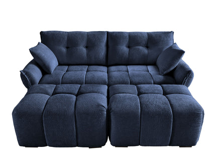 Sofa Set With Ottoman And Pillows, Textured, High Resilience Cushions