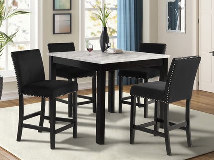 Modern 5 Piece Counter Height Dining Set With Tufted Nail Head Chairs
