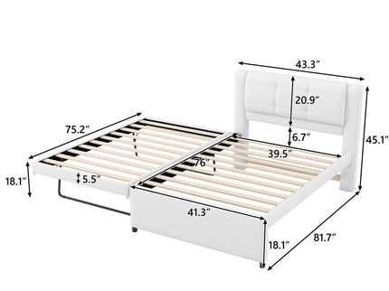 Upholstered Platform Bed With Multifunctional Trundle