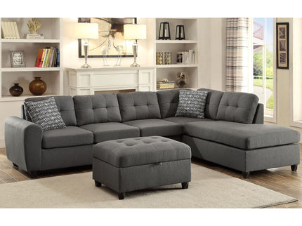 Storage Ottoman With Tufted Design - Gray