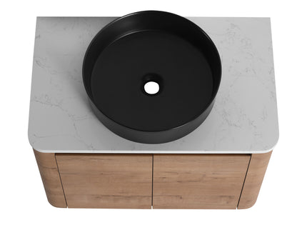 Wall Mounted Bathroom Vanity With Art Sink, 2 Storage Shelves, Soft Close Door