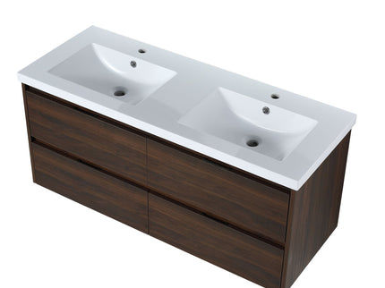 Modern Floating Bathroom Vanity With Dual Resin Sink, Soft Close Drawers