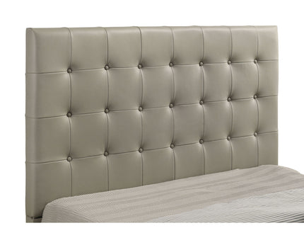 Queen Panel Platform Bed With Grid Tufted Headboard - Tan