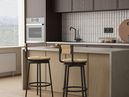 Bar Stools Swivel Counter Chairs With Metal Frame Hand Woven Paper Rope Dining Barstools For Kitchen Counter (Set of 2)