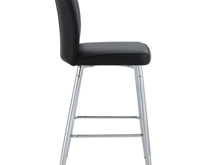 Modern Bar Chair Set Streamlined Backrest Metal Legs 2 Pieces - Black / Silver