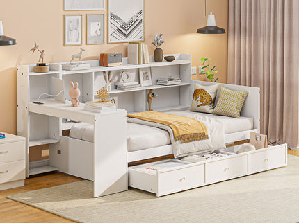 Daybed With 3 Drawers USB Ports And Desk
