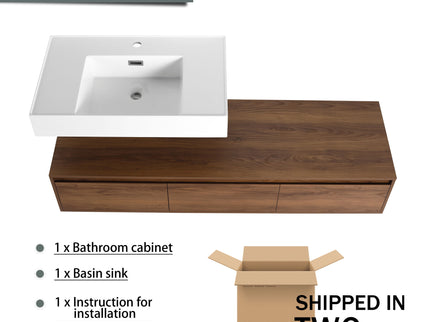 Modern Wall Mounted Bathroom Vanity With Resin Sink And Soft Close Drawer