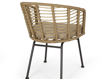 Randy - Modern Wicker Chair With Water Resistant Cushions - Brown / Beige