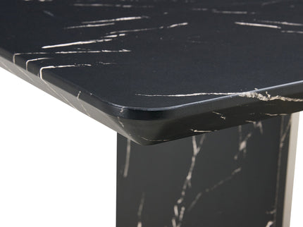 Modern Dining Table With Marbled Design For Luxurious Elegance - Black