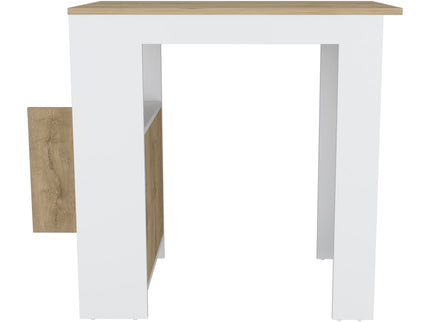Kitchen Island Three Open Side Storage Shelves And One Push-To-Open Cabinet - White / Macadamia