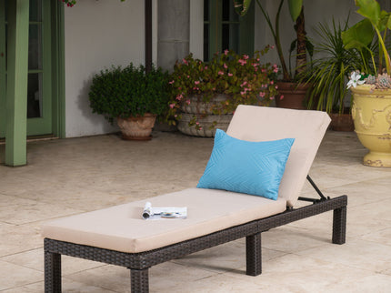 Puerta - Chaise Lounge Frame Cushion Outdoor Wicker Iron - Beige / Dark Brown