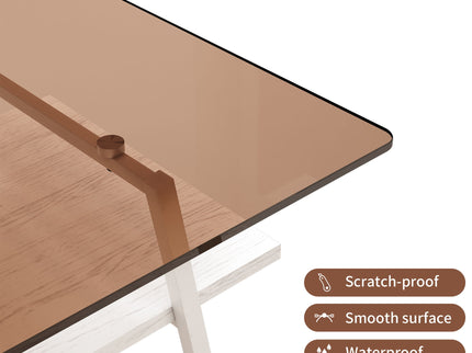 Rectangle Coffee Table, Tempered Glass Tabletop Modern Table For Living Room
