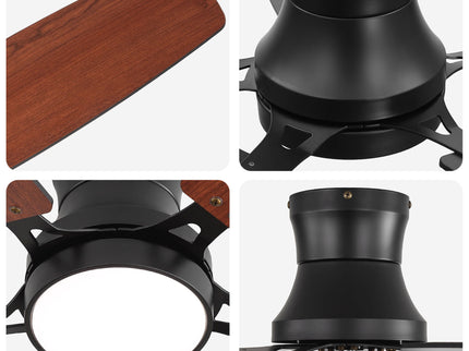52" Flush Mount Ceiling Fan With Light, DC Motor, Remote Control, Dual Color