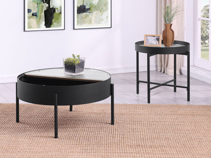 Rafael - 2 Piece Coffee Table Set With Sliding Storage - Tan / Black