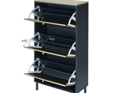 Modern Rattan 3 Door Shoe Rack Cabinet For Entryway