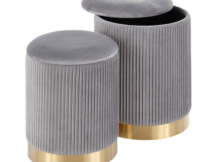 Marla - Contemporary Nesting Pleated Ottoman Set