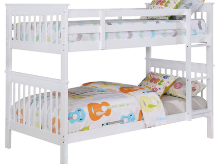 Madison - Twin Over Twin Bunk Bed With Slatted Design - White
