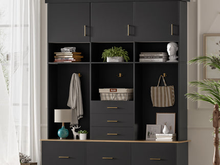 Entryway Hall Tree With Bench And Storage, 5 In 1 Coat Rack