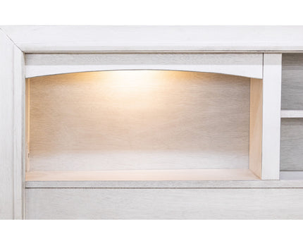 Bed With Built In LED Lights And Open Shelves