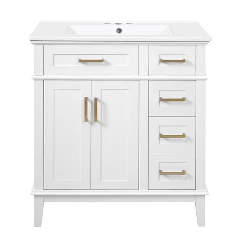 Modern Bathroom Vanity With Ceramic Sink, Soft Close Storage Cabinet