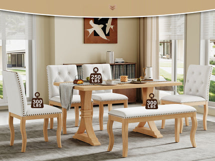 Dining Set With Bench, 6 Piece