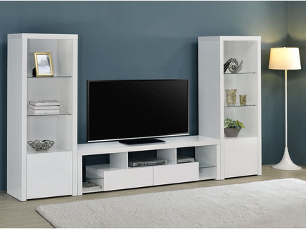 Lance - 3 Piece TV Entertainment Center With Shelves - Gloss White