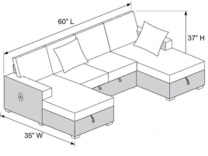 Convertible Sectional Upholstered Sleeper Sofa With Storage Chaise