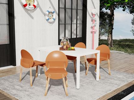4 Piece Set Of Single Chairs With Long Table