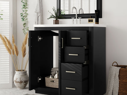 Bathroom Vanity With Sink, Storage Cabinet, Freestanding Set With 3 Drawers & Soft Closing Doors