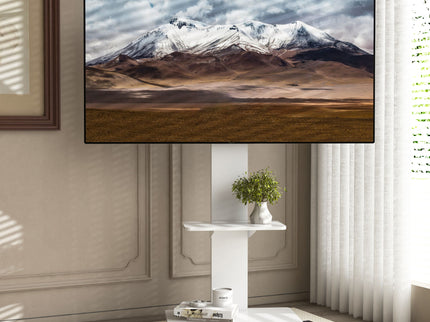 Mobile TV Stand With Shelf Floor Mount Cart For TVs With Lockable Wheels Ideal For Living Room Bedroom Or Office - White