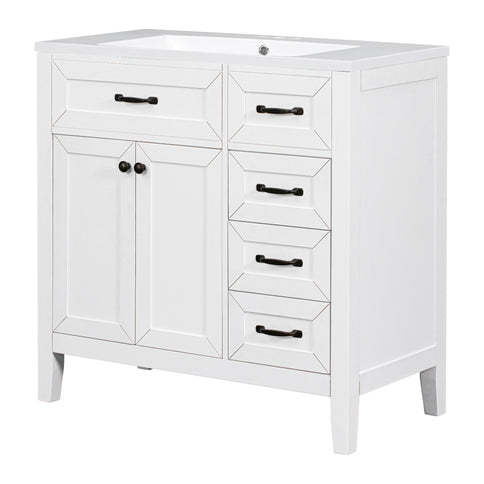 Modern Bathroom Vanity With Sink, Freestanding With Drawers And Doors