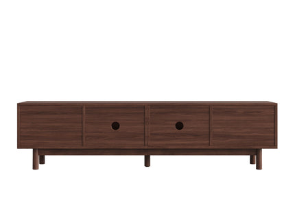 TV Stand With Sliding Doors And 2 Drawers For Living Room - Dark Brown