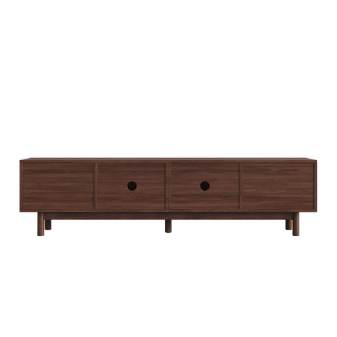 TV Stand With Sliding Doors And 2 Drawers For Living Room - Dark Brown
