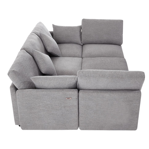 Sectional Sofa Modular U-Shaped With Ottoman & USB Ports