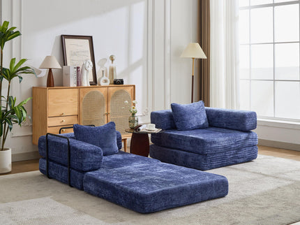 Convertible Floor Sofa Bed With Pillow Back Support Armrest