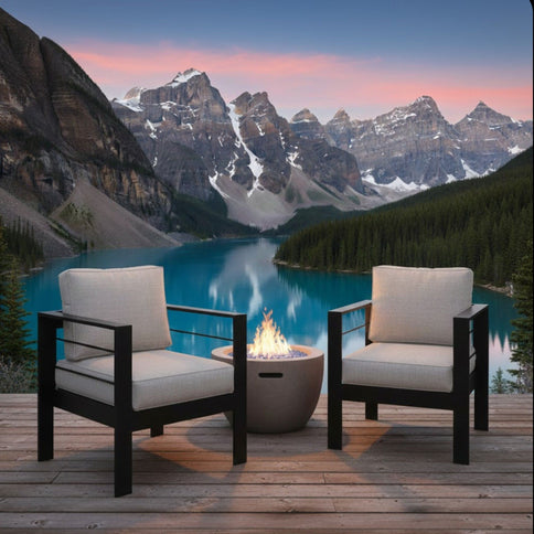 Modern All-Weather Patio Armchairs & Thick Cushions (Set of 2)