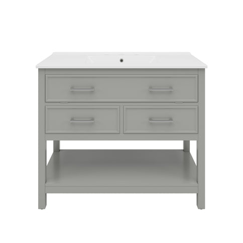 Bathroom Vanity With Ceramic Sink, Tip Out Tray & 2 Full Extension Drawers