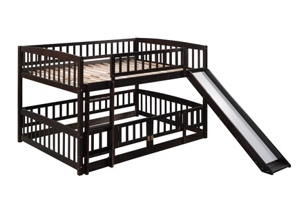 Low Bunk Bed With Slide, Fence And Ladder