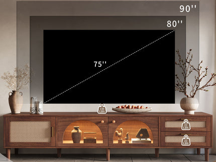 TV Stand For TVs Up To 90", Media Console With App Controlled LED Lights, 2 Drawers & Door Storage - Dark Brown