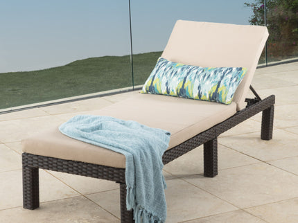 Puerta - Chaise Lounge Frame Cushion Outdoor Wicker Iron - Beige / Dark Brown