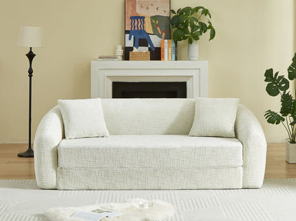Curved Convertible Sofa, 2 In 1 Fold Out Bed With Pull Out Base And Deep Seat