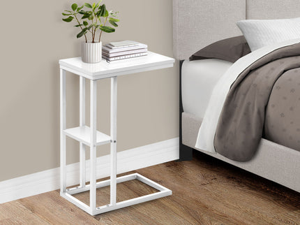 Accent Table, C - Shaped, Marble Look Contemporary & Modern Convenient Design