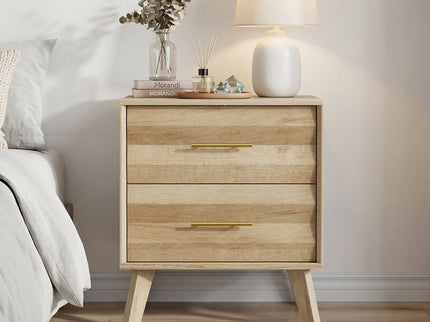 Medieval Double Drawer Bedside Table