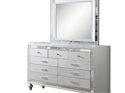 1 Piece Dresser With Snake Skin Bedroom Furniture - Silver