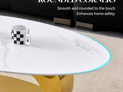 Oval Coffee Table With Geometric Precision