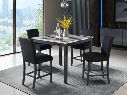 Leoncia - Bar Table And 4 Bar Stools - Espresso / White